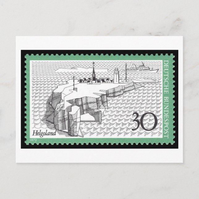Vintage German Helgoland Stamp 1970s Postcard (Front)