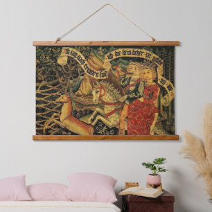 Vintage German Mediaeval Renaissance Love Hunting  Hanging Tapestry