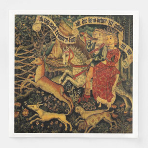 Vintage German Mediaeval Renaissance Love Hunting  Napkin