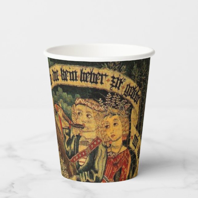 Vintage German Mediaeval Renaissance Love Hunting  Paper Cups (Back)