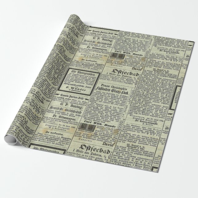 Vintage German newspaper gift paper (Unrolled)