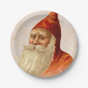 Vintage German Old Fashioned Santa Claus Christmas Paper Plate
