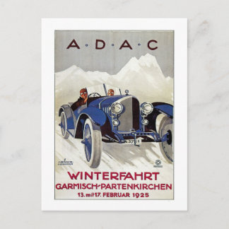 Vintage German Road Race Ad Postcard
