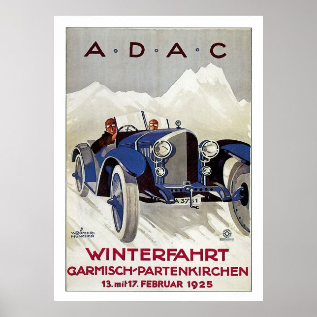 Vintage German Road Race Ad Poster (Front)