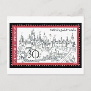 Vintage German Rothenburg ob der Tauber Stamp Postcard