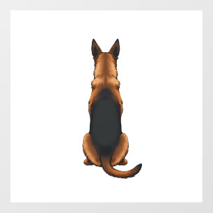 Vintage German Shepherd Back View Dog Illustration