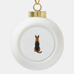 Vintage German Shepherd Back View Dog Illustration Ceramic Ball Christmas Ornament