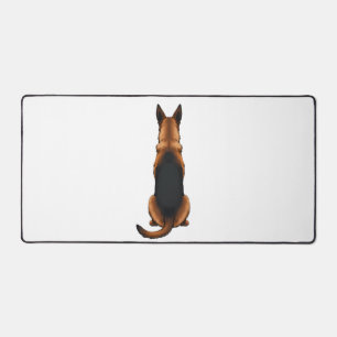 Vintage German Shepherd Back View Dog Illustration Desk Mat