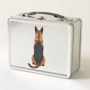 Vintage German Shepherd Back View Dog Illustration Metal Lunch Box