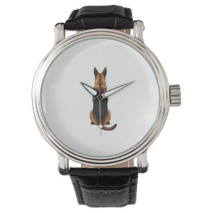 Vintage German Shepherd Back View Dog Illustration Watch