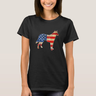 Vintage German Shepherd Dog American Flag 4th Of J T-Shirt
