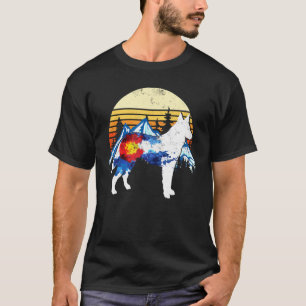 Vintage German Shepherd Dog Colorado Flag Sunset R T-Shirt