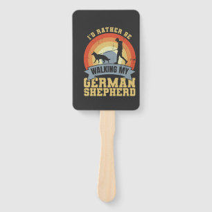 Vintage German Shepherd Owner Saying Hand Fan