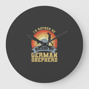 Vintage German Shepherd Owner Saying Large Clock