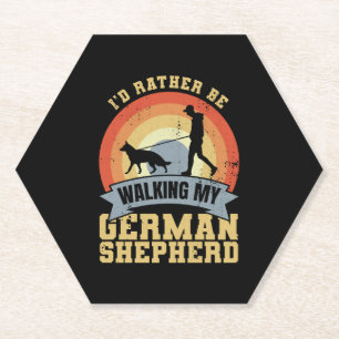 Vintage German Shepherd Owner Saying Paper Coaster