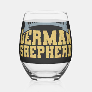 Vintage German Shepherd Owner Saying Stemless Wine Glass