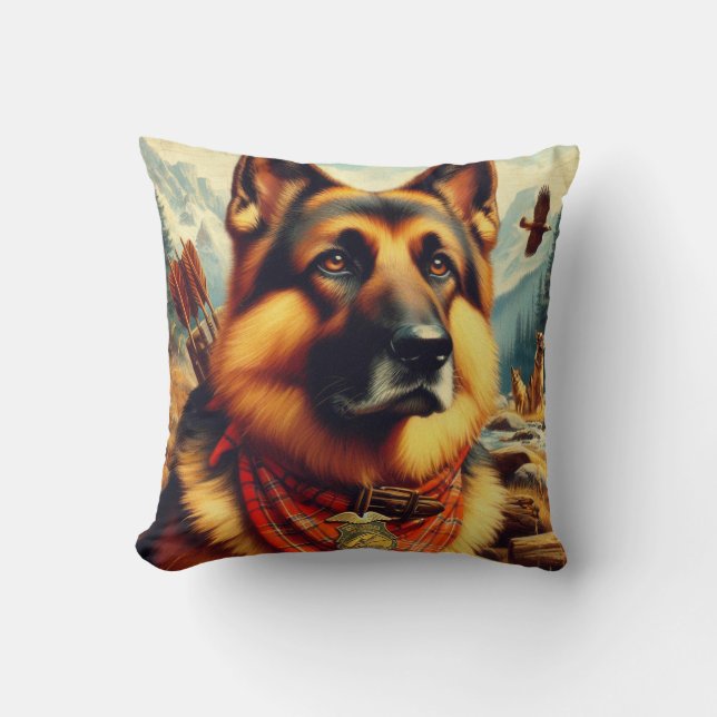 Vintage German Shepherd Painting Cushion (Front)