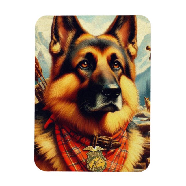 Vintage German Shepherd Painting Magnet (Vertical)