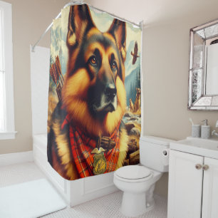 Vintage German Shepherd Painting Shower Curtain