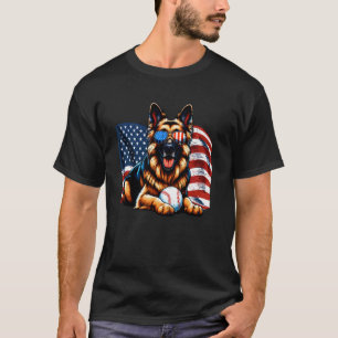 Vintage German Shepherd Patriotic Baseball Player T-Shirt