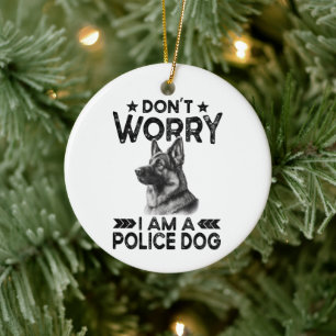 Vintage German Shepherd Police Dog Owner Funny  Ceramic Tree Decoration