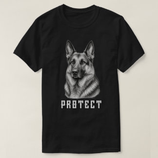 Vintage German Shepherd Protect Portrait Design T-Shirt