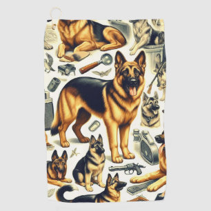 Vintage German Shepherd Seamless Golf Towel
