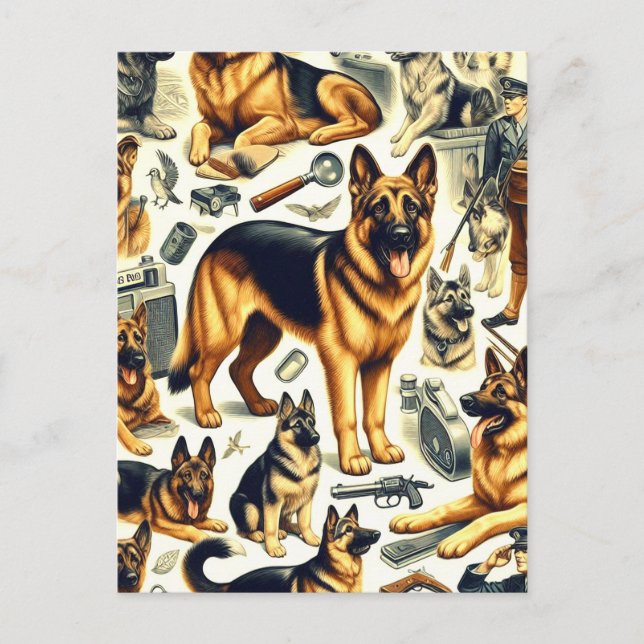 Vintage German Shepherd Seamless Postcard (Front)