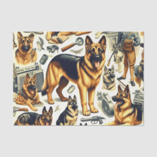 Vintage German Shepherd Seamless Tissue Paper