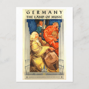Vintage Germany "Land of Music" Travel Poster Postcard