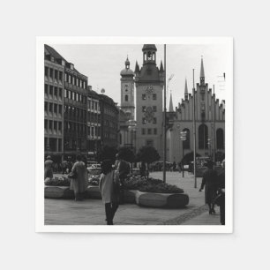Vintage Germany Munich Church Marienplatz Napkin