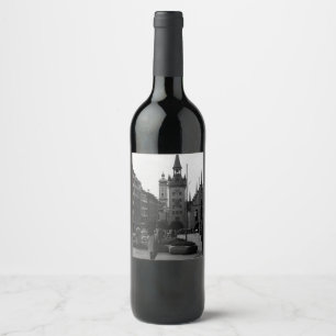 Vintage Germany Munich Church Marienplatz Wine Label