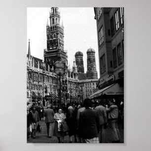 Vintage Germany Munich Frauenkirche Frauenplatz Poster
