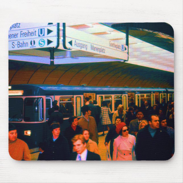 Vintage Germany Munich Station Marienplatz Mouse Pad (Front)