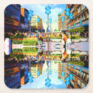 Vintage Germany Munich Towngate Karistor Square Paper Coaster