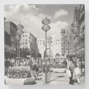 Vintage Germany Munich Towngate Karistor Stone Coaster