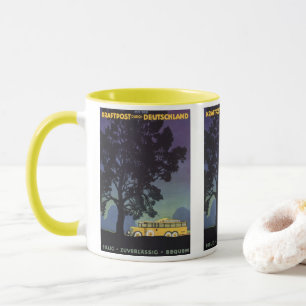 Vintage Germany, Yellow Bus at Night, Travel Art Mug