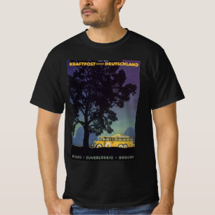 Vintage Germany, Yellow Bus at Night, Travel Art T-Shirt