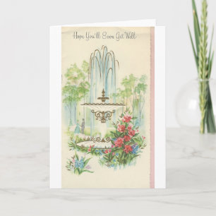 Vintage "Get Well" With Fountain Card