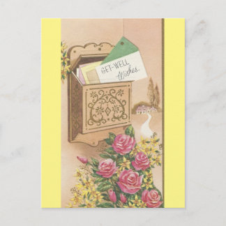 Vintage Get Well With Mailbox Postcard