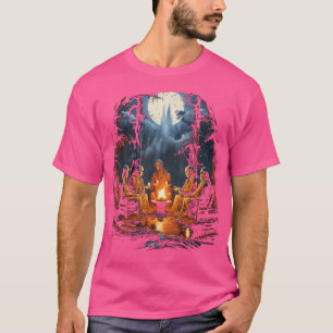 Vintage Ghost And Skeleton By Fire Camping Gothic T-Shirt