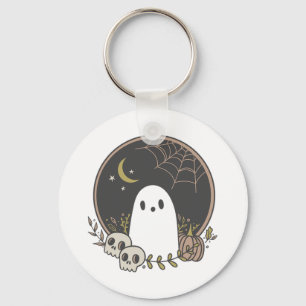 Vintage Ghost Autumn Fall Halloween Key Ring