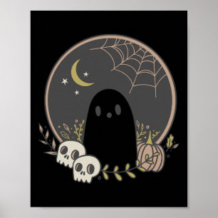 Vintage Ghost Autumn Fall Halloween Poster