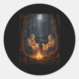 Vintage Ghost Book Reading Camping Gothic Hallowee Classic Round Sticker