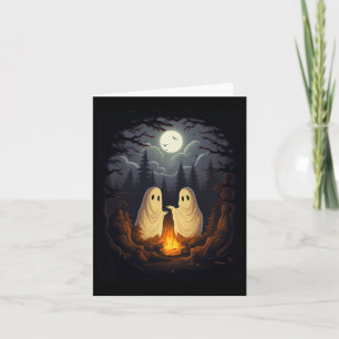Vintage Ghost Camping Campfire Gothic Halloween Me Card