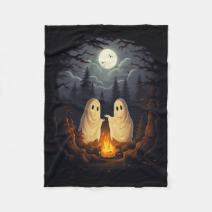 Vintage Ghost Camping Campfire Gothic Halloween Me Fleece Blanket