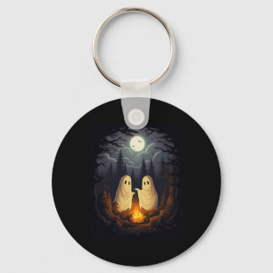Vintage Ghost Camping Campfire Gothic Halloween Me Key Ring