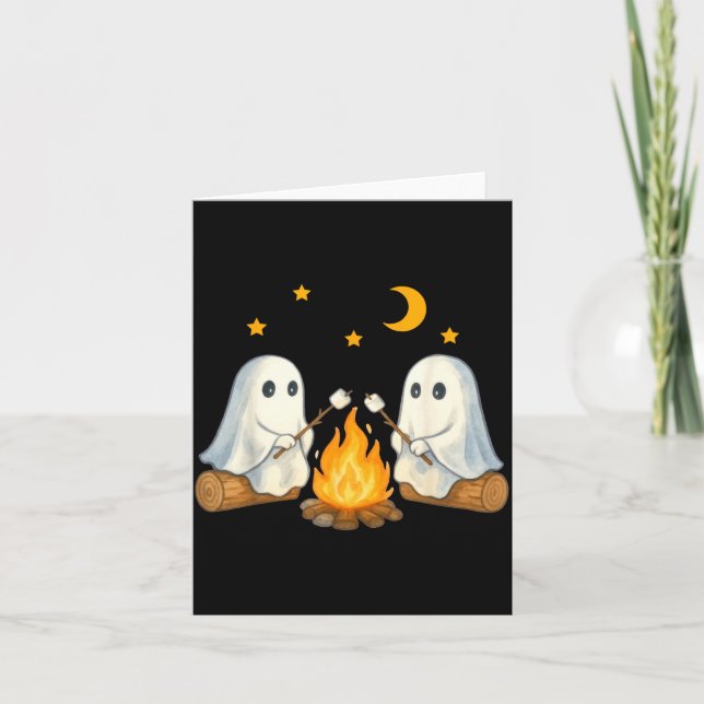 Vintage Ghost Camping Gothic Halloween Campfire Card (Front)