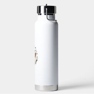 Vintage Ghost Cat Halloween Floral Vector Design_1 Water Bottle
