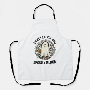 Vintage Ghost Floral Cute Halloween Boo Bouquet_1 Apron